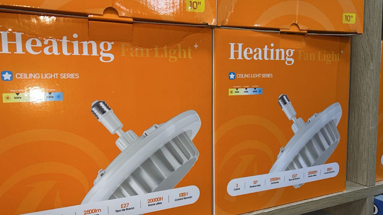 مصباح سقف LED مزود بمروحة تدفئة قابلة للتعديل وجهاز تحكم عن بعد Plafonnier LED avec ventilateur chauffant réglable et télécommande