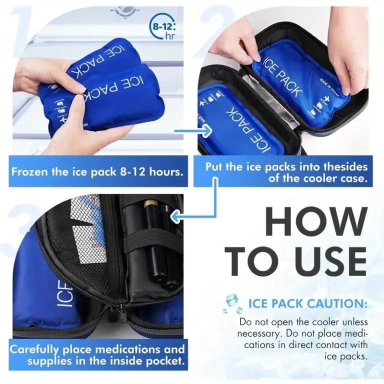 حقيبة أدوية معزولة مزودة بأكياس ثلج Trousse Isotherme médicaments avec packs de glace