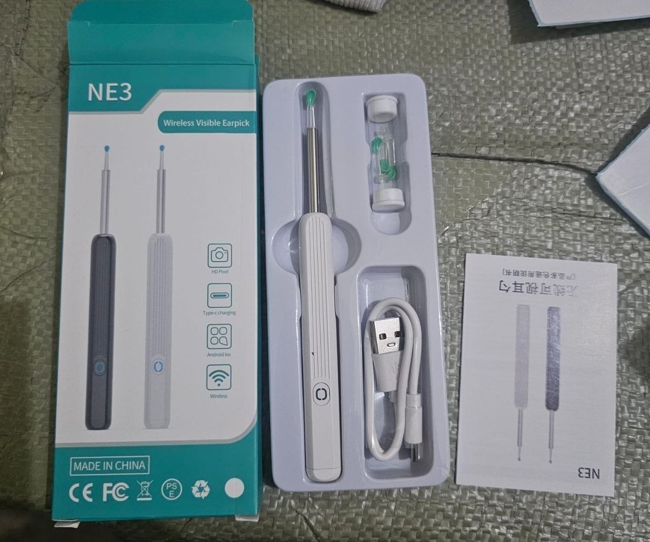 NE3 Wireless Visible Earpick منظف الأذن الذكي المزود بكاميرا عالية الدقة Cure-oreille intelligent sans fil avec caméra HD