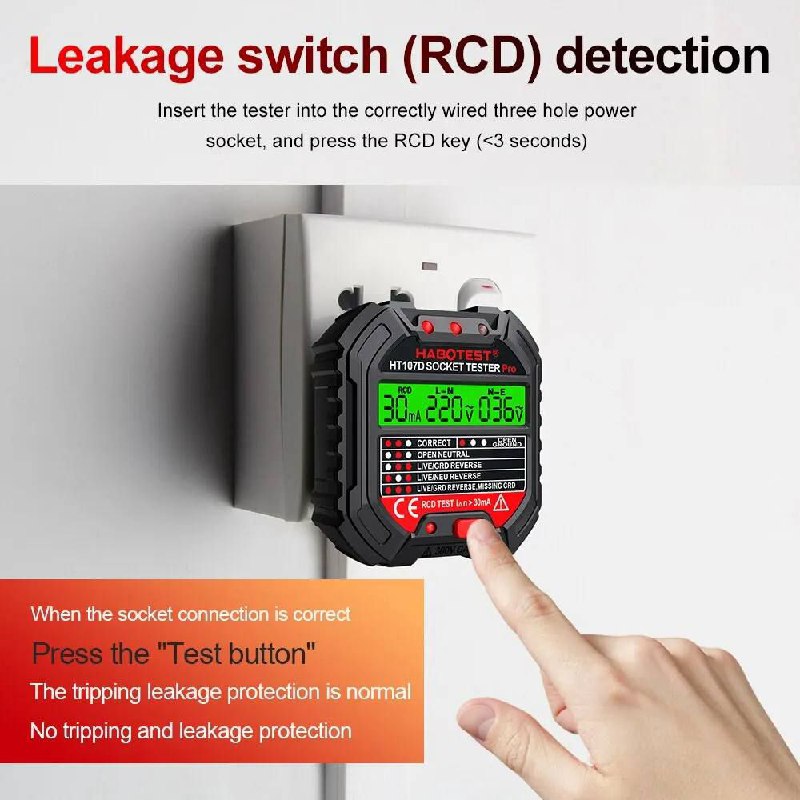Testeur de prises HT106 HT107 Pro Test de tension Détecteur de prises جهاز اختبار المقابس