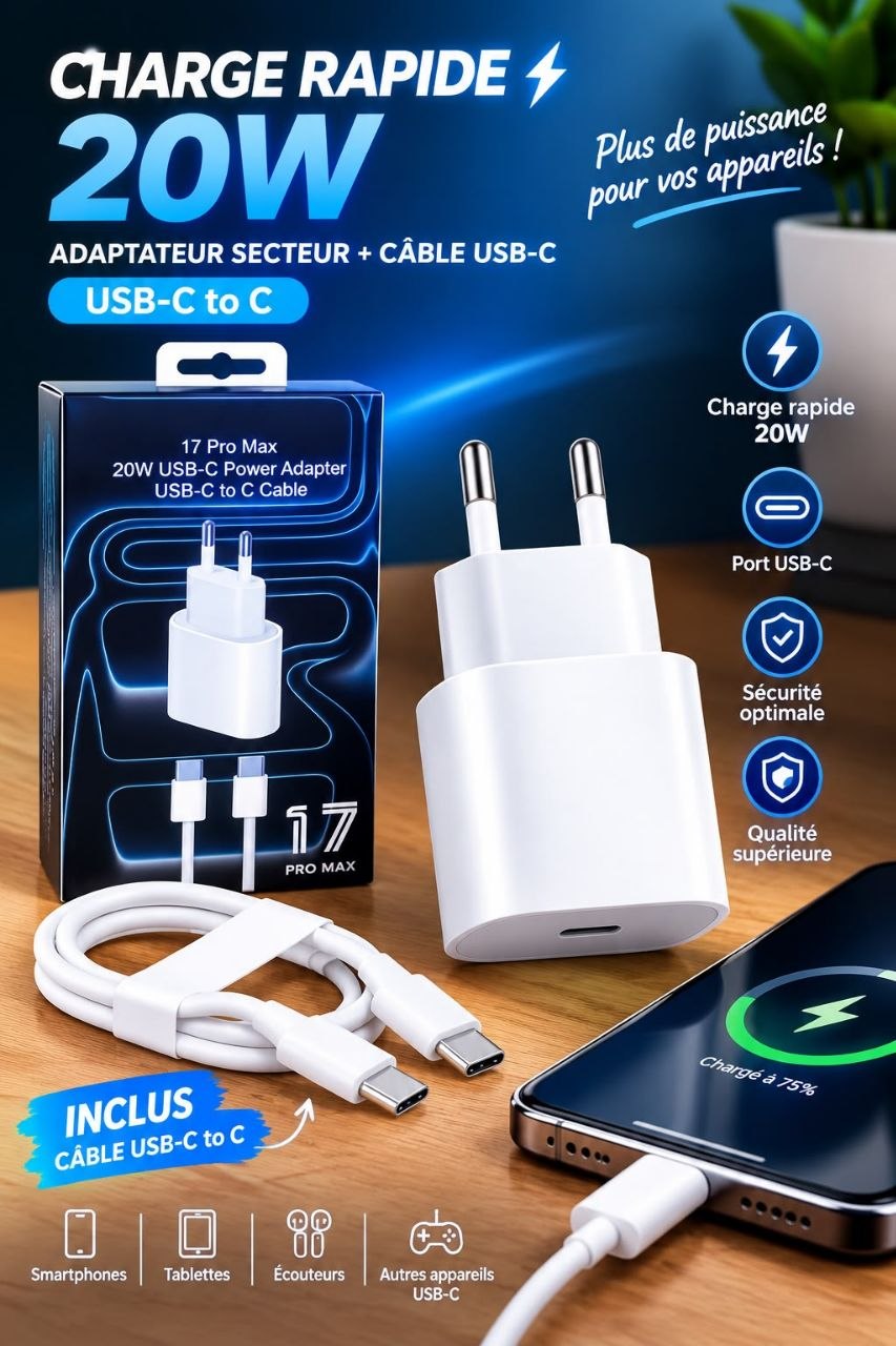 Chargeur 20W USB-C to C