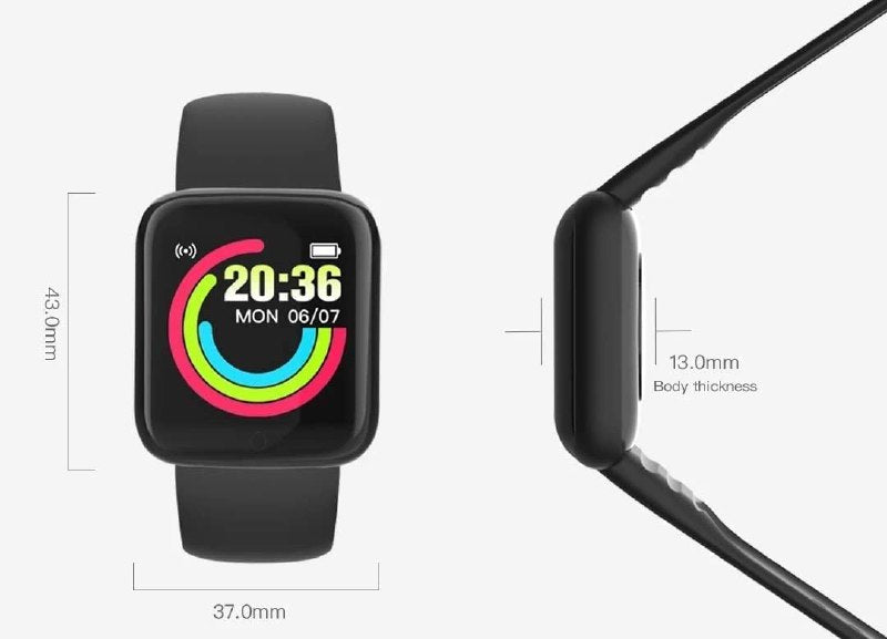 ساعة ذكية للرجال والنساء متصلة بالبلوتوث، موسيقى، معدل ضربات القلب، سوار رياضي للياقة البدنية، مراقبة النوم، ساعة ذكية Y68 D20