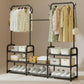 رف ملابس مزدوج قائم بذاته مع أرفف Multi Functional Coat Rack Portant à Vêtements Sur Pied Double et Étagères