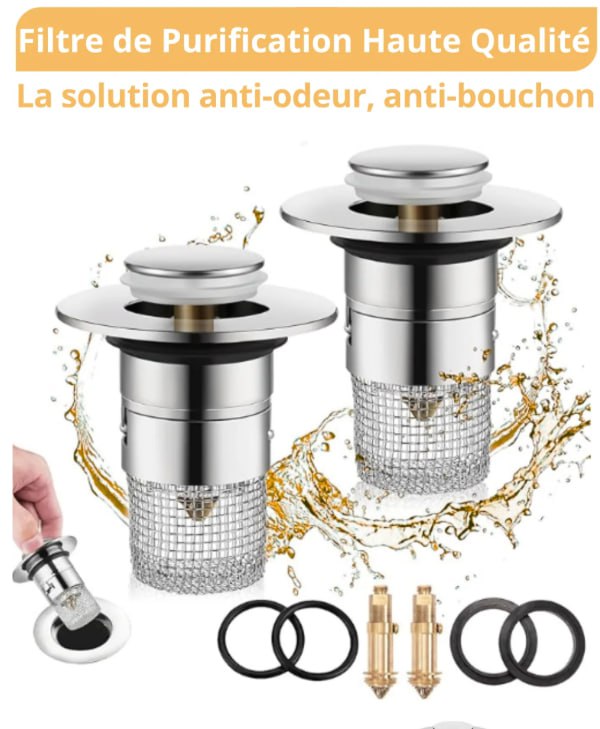 Bouchon de Lavabo en Acier Inoxydable, Écumoire de Drainage  سدادة الحوض المصنوعة من الفولاذ المقاوم للصدأ