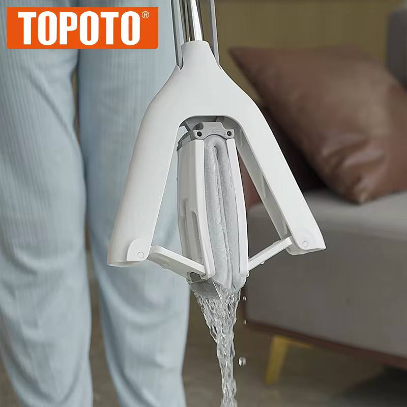 ممسحة إسفنجية مطاطية ماصة، سهلة الاستخدام بدون استخدام اليدين Balai Éponge en Caoutchouc AbsorbantMop Squeeze Mains Libres