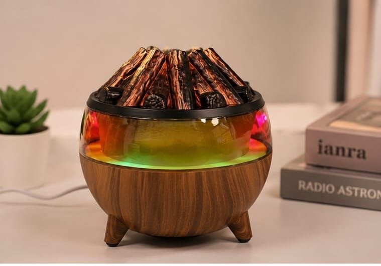 فواحة جهاز ناشر الزيوت العطرية بلهب الفحم à flamme de charbon de boisRA Diffuseur d'huiles essentielles humidificateur d'air