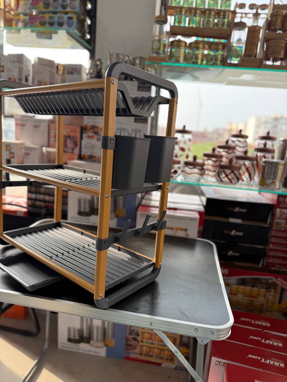 DS-303BN شبكة الاواني من الألمنيوم 3 طوابق Étagère à ustensiles de cuisine en aluminium à 3 niveaux