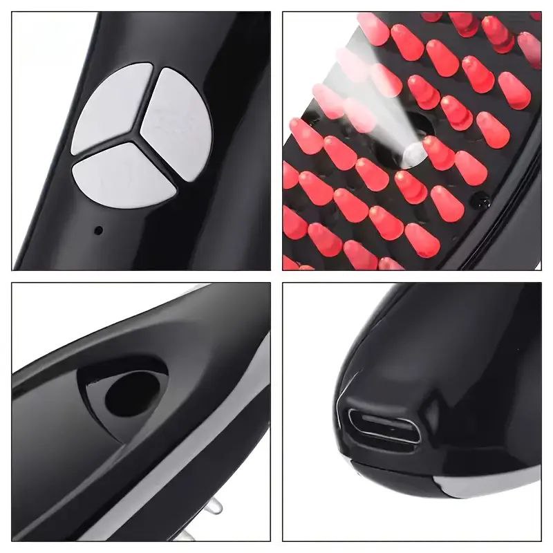 Massage Comb Brosse de massage électrique vibration et vapeur pour la croissance des cheveux avec lumière LED فرشاة تدليك كهربائية