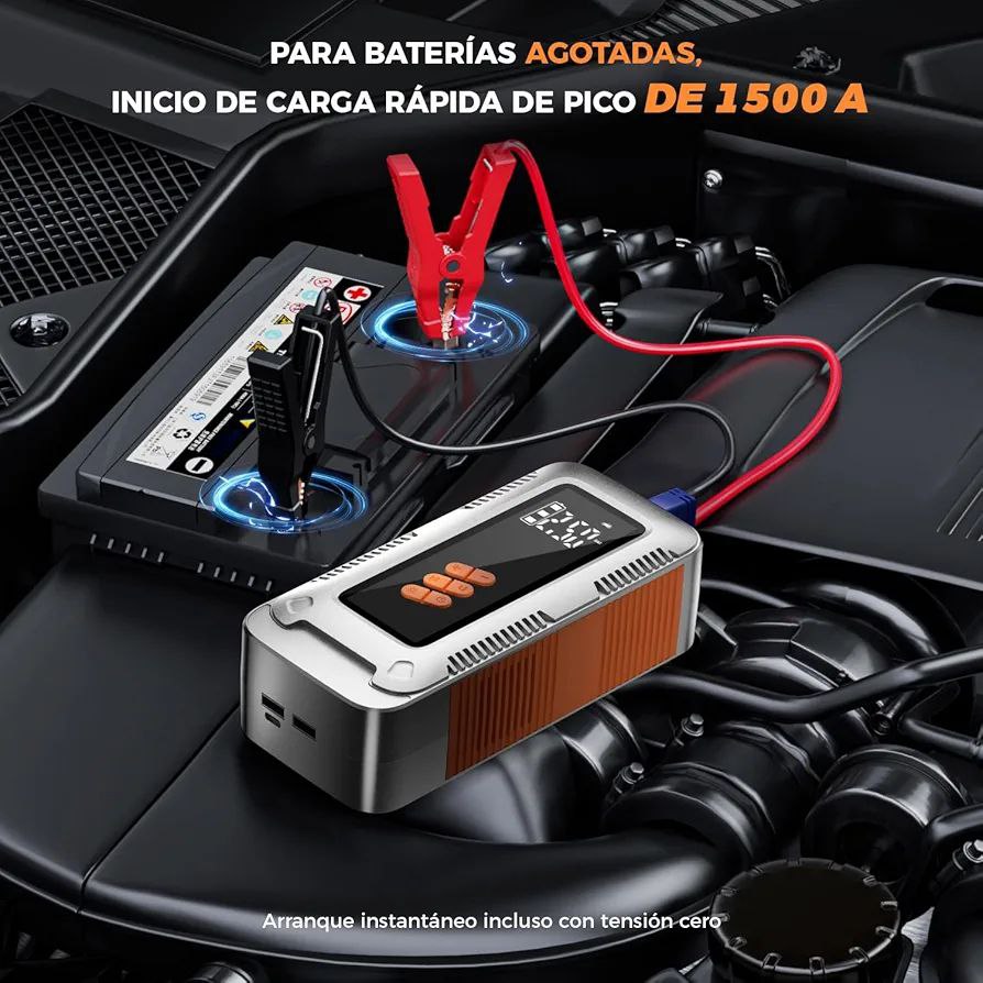 Démarreur de secours portable 5000 A avec gonflage rapide شاحن تشغيل السيارة للطوارئ