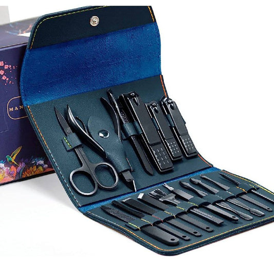 محفظة أدوات العناية بالأظافر، مجموعة قص الأظافر من 16 قطعة Outils de soin des ongles Ensemble de coupe-ongles 16 pièces