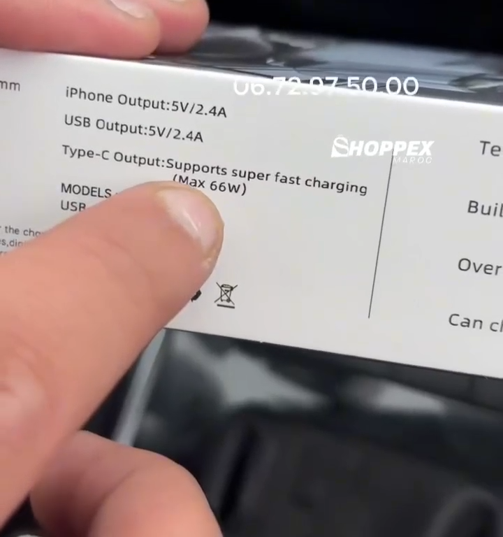 Chargeur téléphone rapide pour voiture 4-en-1 avec Câble Télescopique