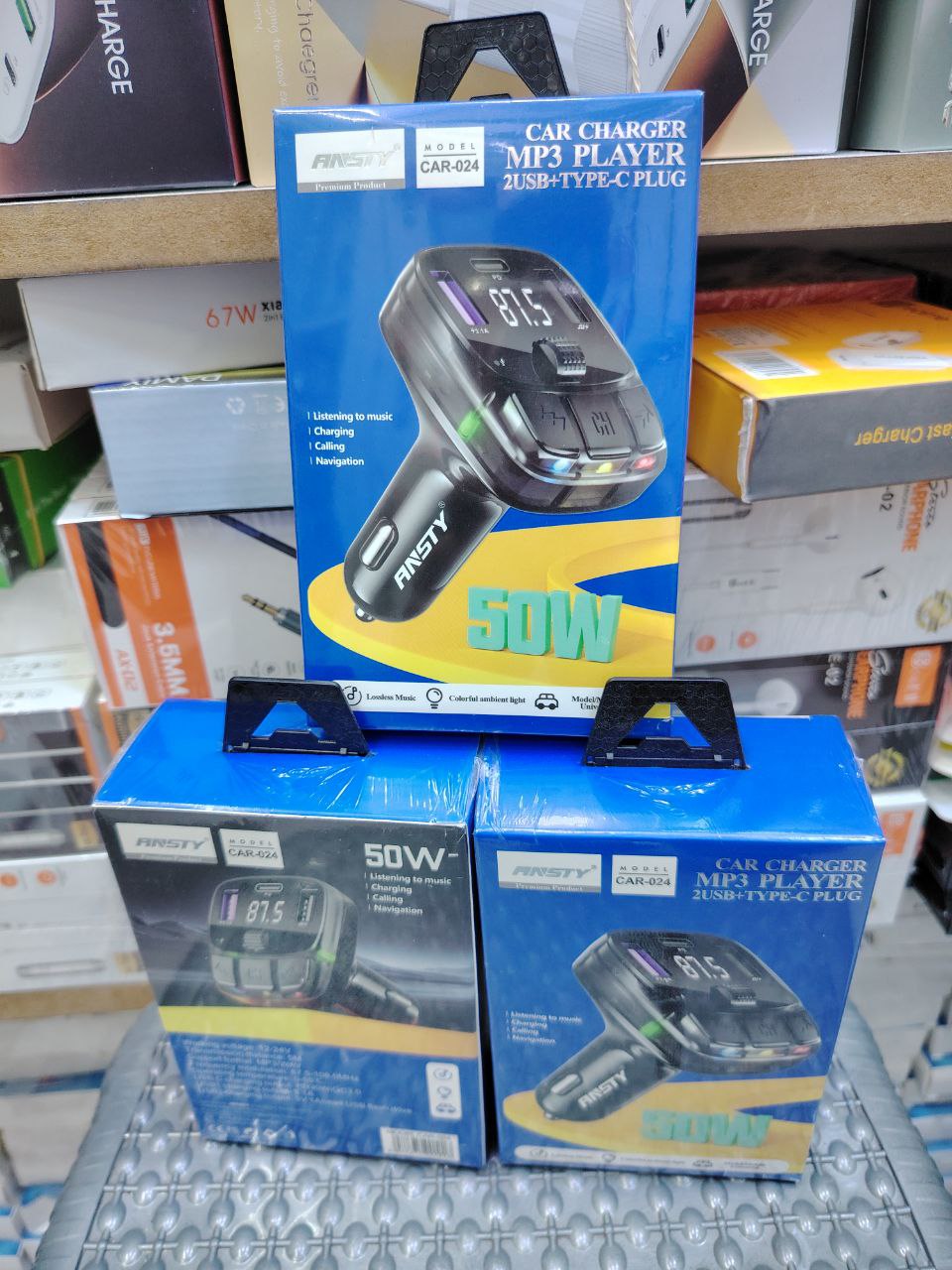 Car Charger MP3 Player 2USB Chargeur de Voiture Allume-Cigare Intelligent CIK-C01 Type-C