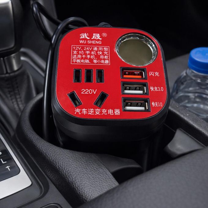 محول طاقة للسيارة بثلاثة منافذ USB Onduleur de puissance pour automobiles, convertisseur de courant pour voiture 3 ports USB