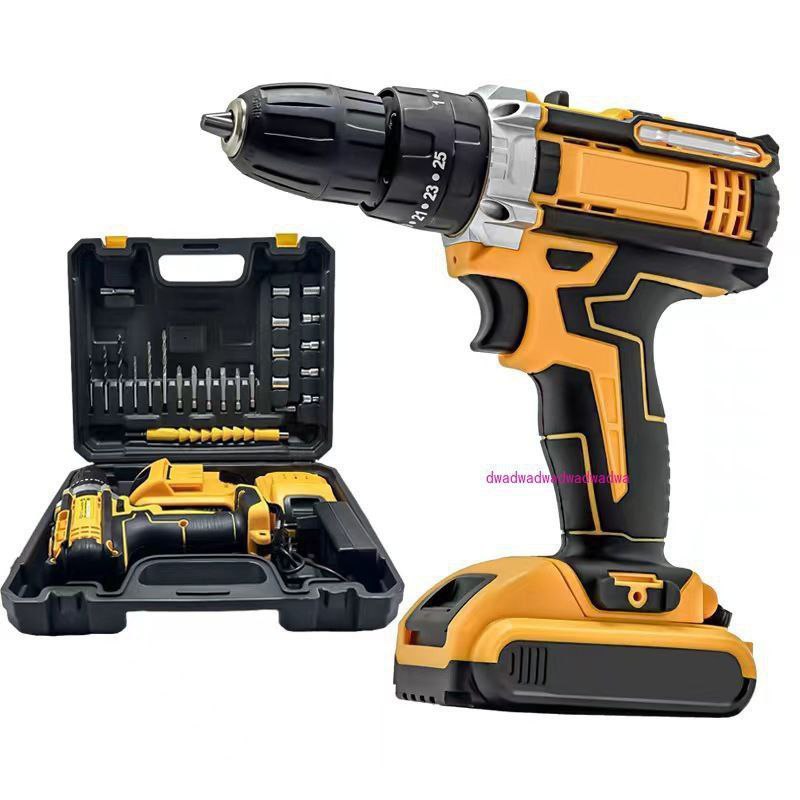 Perceuse sans fil 21V avec double batterie rechargeable مثقاب لاسلكي 21 فولت مع بطارية مزدوجة قابلة لإعادة الشحن