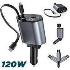 Chargeur de Voiture Rétractable 4en1 120W شاحن سريع