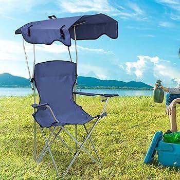 Chaise pliante avec parasol intégré كرسي قابل للطي مع مظلة مدمجة