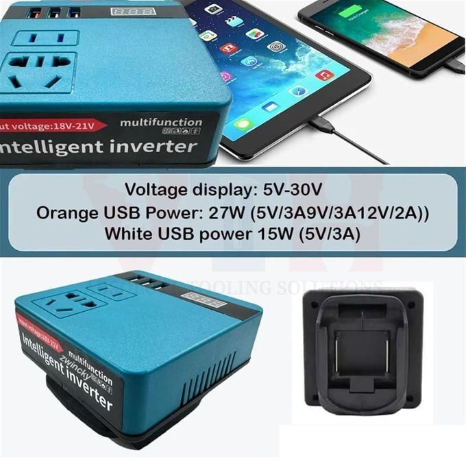 Onduleur Convertisseur de Puissance Portable DC 18-21V محول طاقة محمول من تيار مستمر 18-21 فولت إلى تيار متردد 220 فولت للاستخدام الخارجي