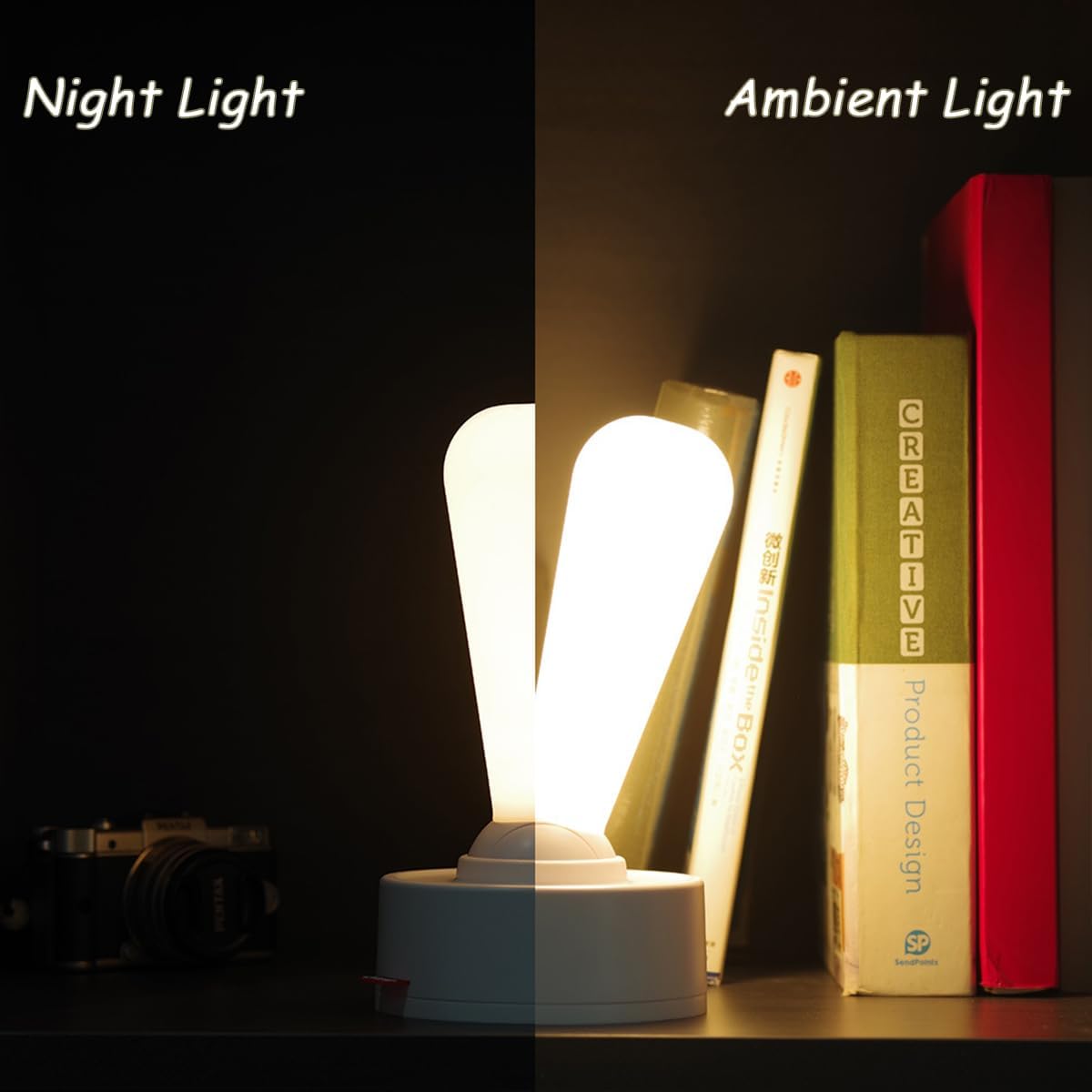 مصباح ليلي محمول يعمل بمفتاح تبديل، مزود بعصا تحكم، قابل لإعادة الشحن Lampe à interrupteur à levier, veilleuse portable avec joystick