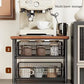 Organisateur de Station Café 2 Étages avec Tiroir, Étagère de Comptoir en Métal et Bois منظم محطة قهوة من طبقتين مع درج، ورف معدني وخشبي لسطح الطاولة