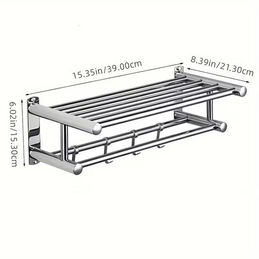 رف مناشف، رف حمام، رف مناشف من الفولاذ المقاوم للصدأ للحمام Porte-Serviettes, Étagère De Salle De Bain Étagère À Serviette en Acier Inoxydable