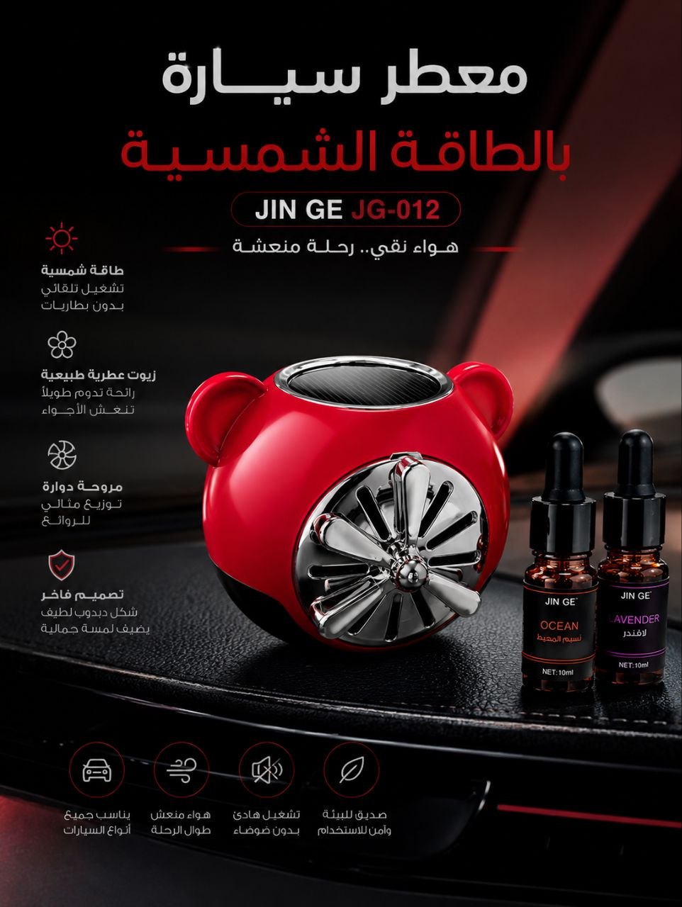 معطر هواء للسيارة يعمل بالطاقة الشمسية على شكل دب Diffuseur Voiture Solaire Aromathérapie en Forme d’Ours