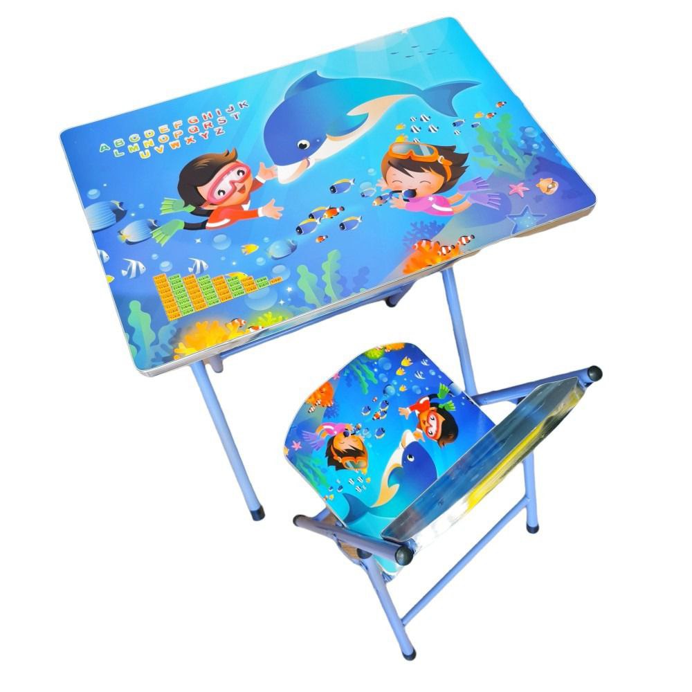 Bureau Enfant Pliant avec Chaise Thème Océan مكتب أطفال قابل للطي مع كرسي تصميم مستوحى من المحيط