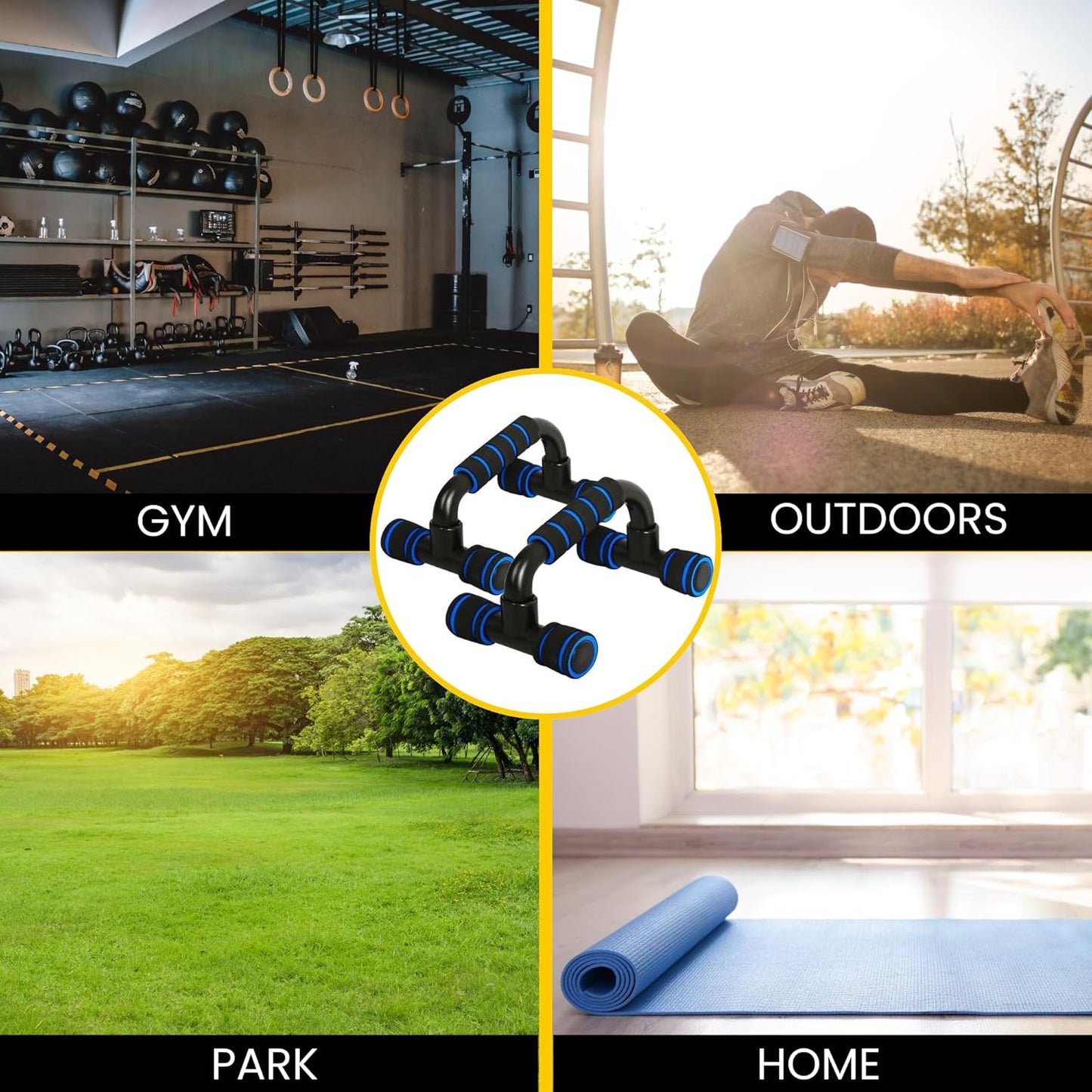 Barres de Pompes Parallèles PUSH UP STAND قضبان تمارين الضغط المتوازية مقابض سحب مانعة للانزلاق للياقة البدنية