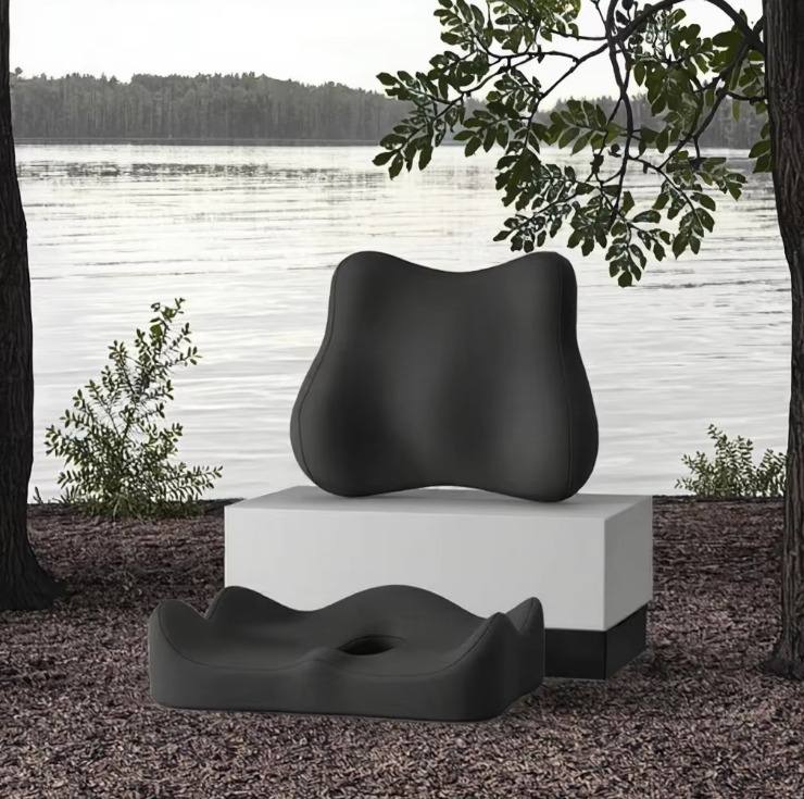 Ensemble de deux coussins, coussins d'assise et support lombaire pour chaise de voiture et de bureau طقم من وسادتين، ووسائد للمقعد، ودعامة للظهر للسيارة وكرسي المكتب
