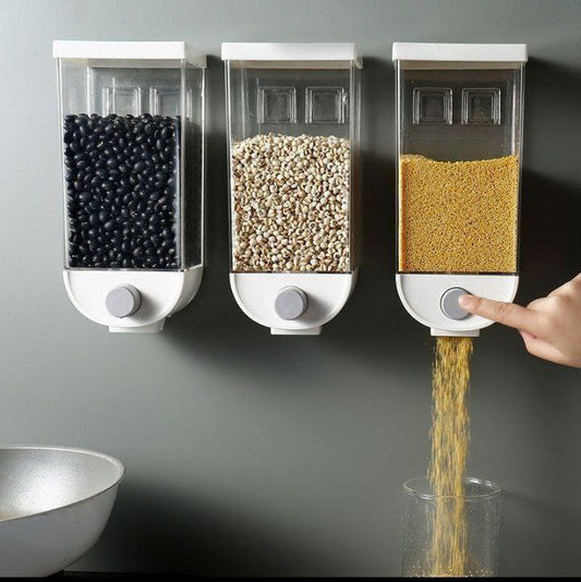 Distributeurs de céréales muraux علب تخزين بلاستيكي مثبت على الحائط بأغطية خالية من مادة BPA للأرز والمعكرونة والأطعمة الجافة