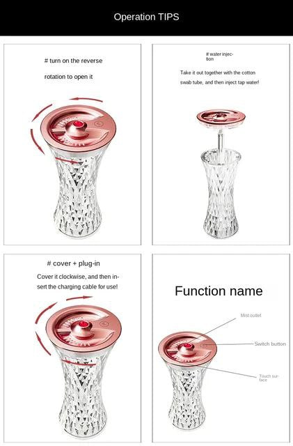 Humidificateur sous forme de Cristal فواحة على شكل كريسطال