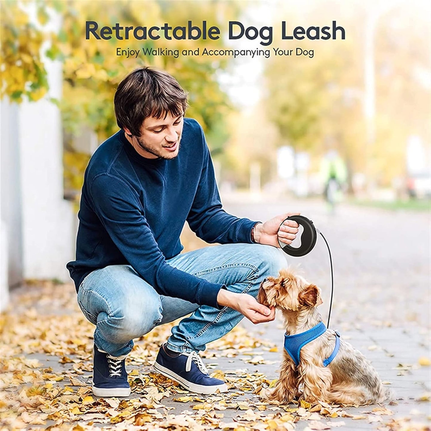 RETRACTABLE DOG LEASH Laisse à chien rétractable avec lampe LED طوق كلاب قابل للسحب مزود بإضاءة LED
