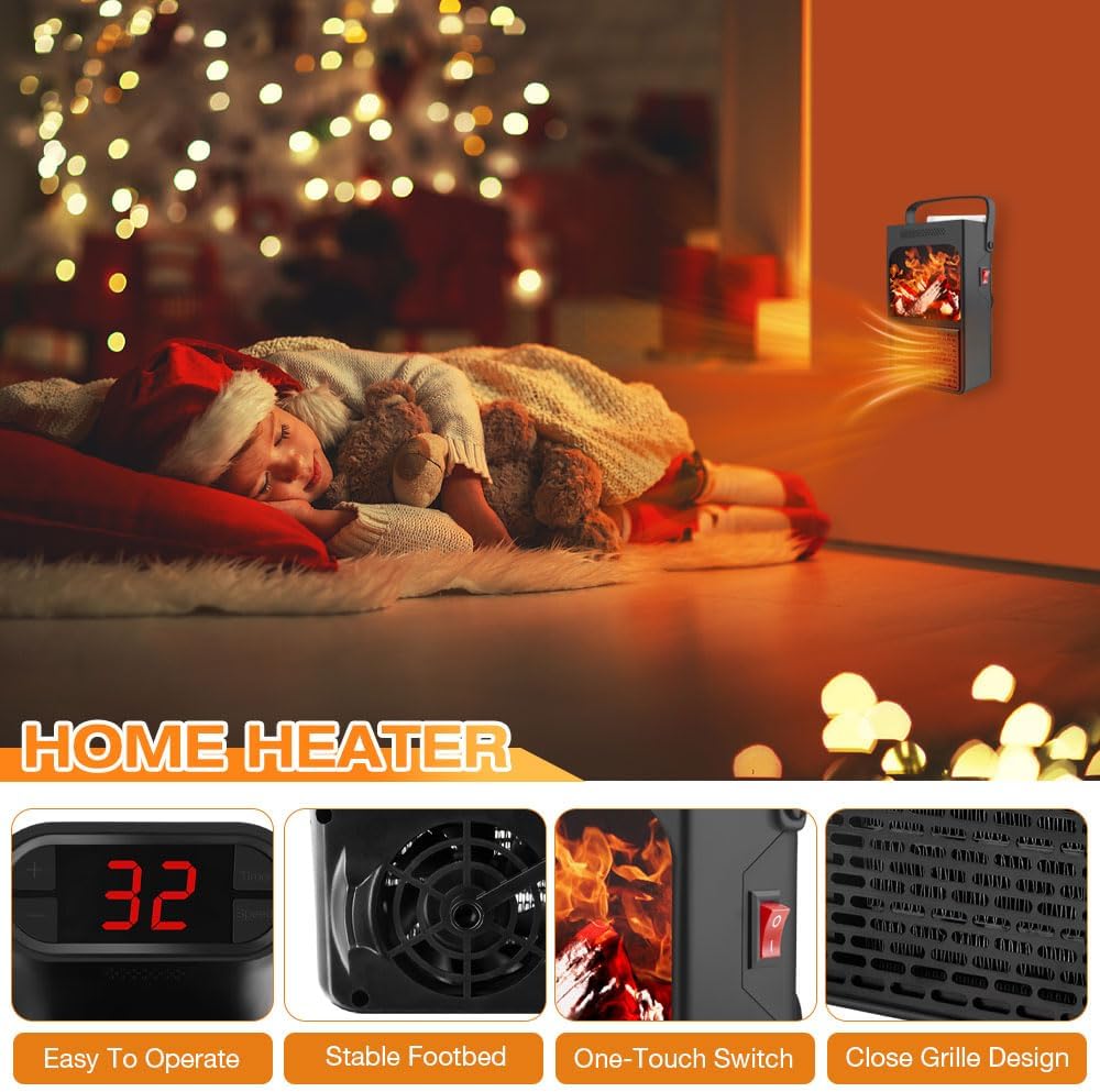 سخان جداري محمول بتصميم لهب Chauffage mural portable avec motif flamme