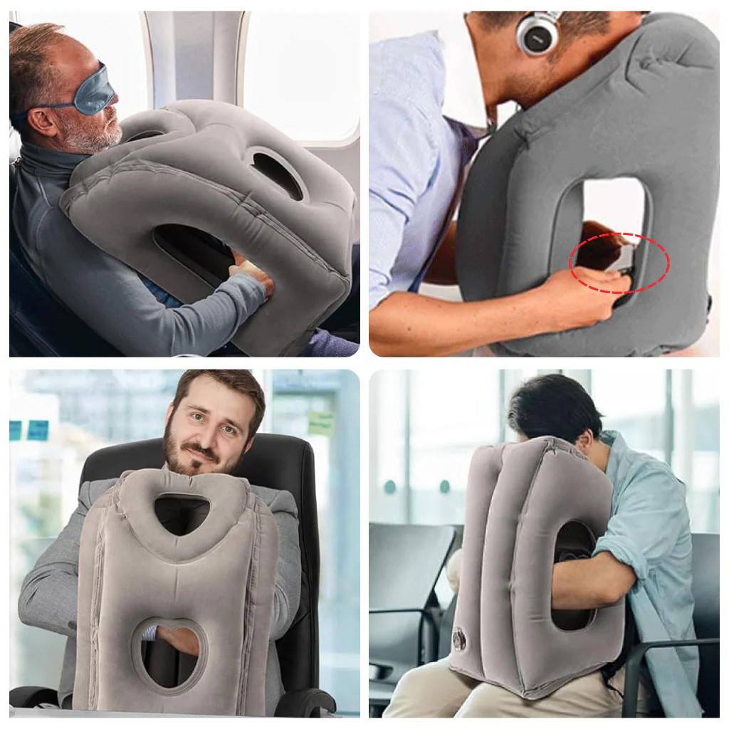 وسادة سفر قابلة للنفخ مصممة لدعم الرأس والرقبة Oreiller de voyage gonflable conçu pour soutenir la tête et le cou