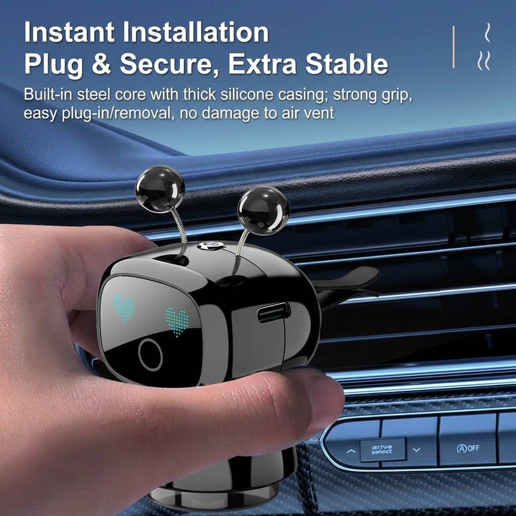 معطر سيارة على شكل روبوت موزع عطر صامت يدوم طويلاً Désodorisant de voiture en forme de robot Diffuseur de parfum silencieux