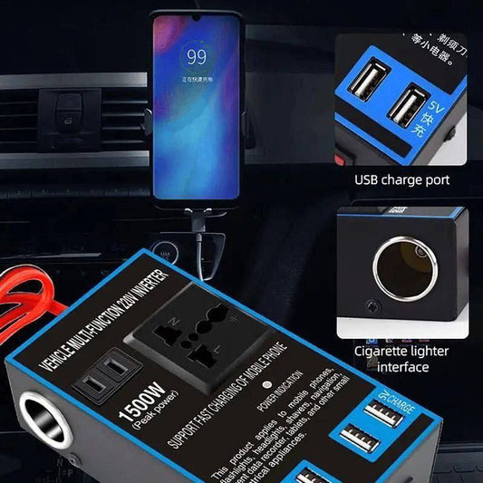 Onduleur universel pour voiture 12V24V à 220V prises 1500W محول كهربائي متعدد الاستخدامات للسيارات