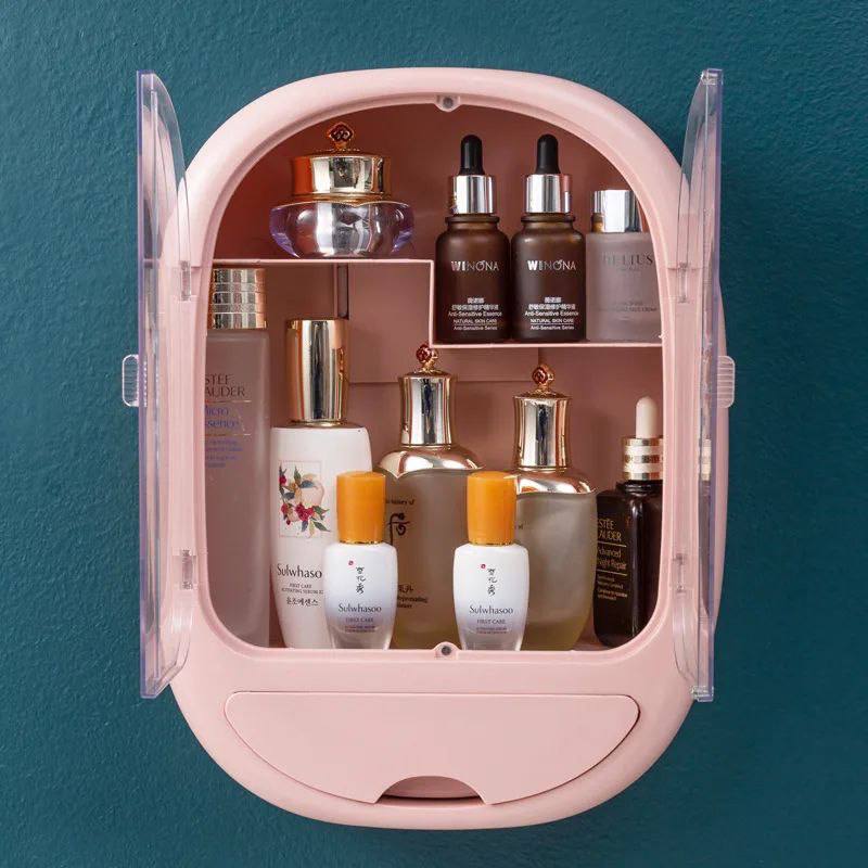 منظم مستحضرات التجميل للحمام، صندوق تخزين المكياج Organisateur de cosmétiques pour salle de bain, boîte de rangement de maquillage murale