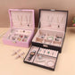 Boîte à Bijoux Élégante à Double Étage Coffret de Rangement  حقيبة تخزين منظمة مع قفل للخواتم والقلائد والأساور صندوق مجوهرات
