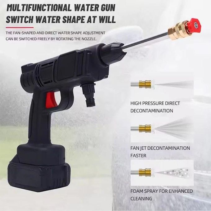 مسدس غسيل السيارات الكهربائي بخاخ ضغط عالي مع بطاريتين Pistolet de lavage électrique pour la voiture