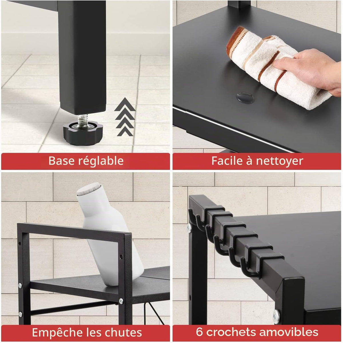رف ميكروويف قابل للتمديد 3 مستويات Etagère Micro Onde Support Extensible 3 Niveaux Micro Onde