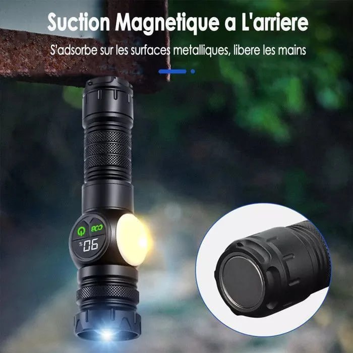 مصباح يدوي LED فائق القوة 3في1 قابل لإعادة الشحن Lampe Torche LED Ultra Puissante 3-en-1