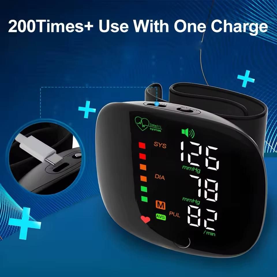 جهاز مراقبة ضغط الدم الرقمي الأوتوماتيكي للذراع LED آلة معدل ضربات القلب الصوتية الذكية