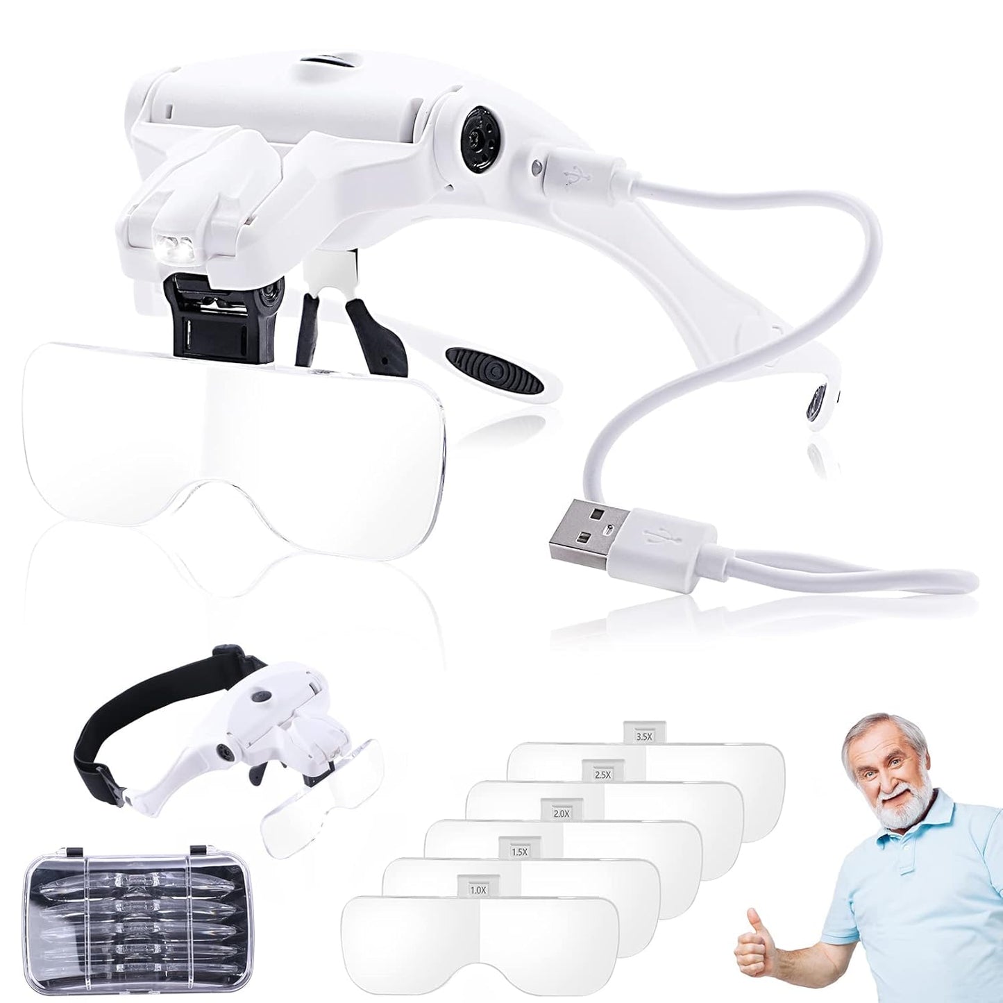 نظارات مكبرة بإضاءة مع شحن USB HAND FREE MAGNI