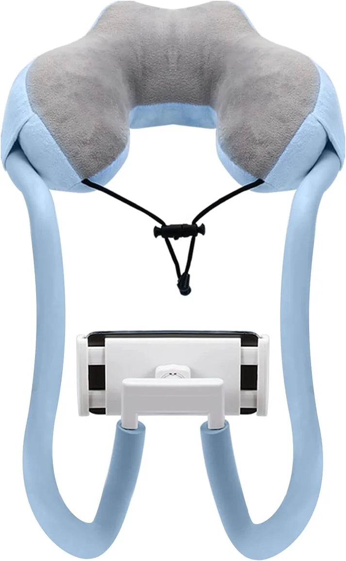 وسادة سفر متعددة الوظائف مع حامل للهاتف، أزرق-رمادي Oreiller de Voyage Multifonction avec Support Téléphone