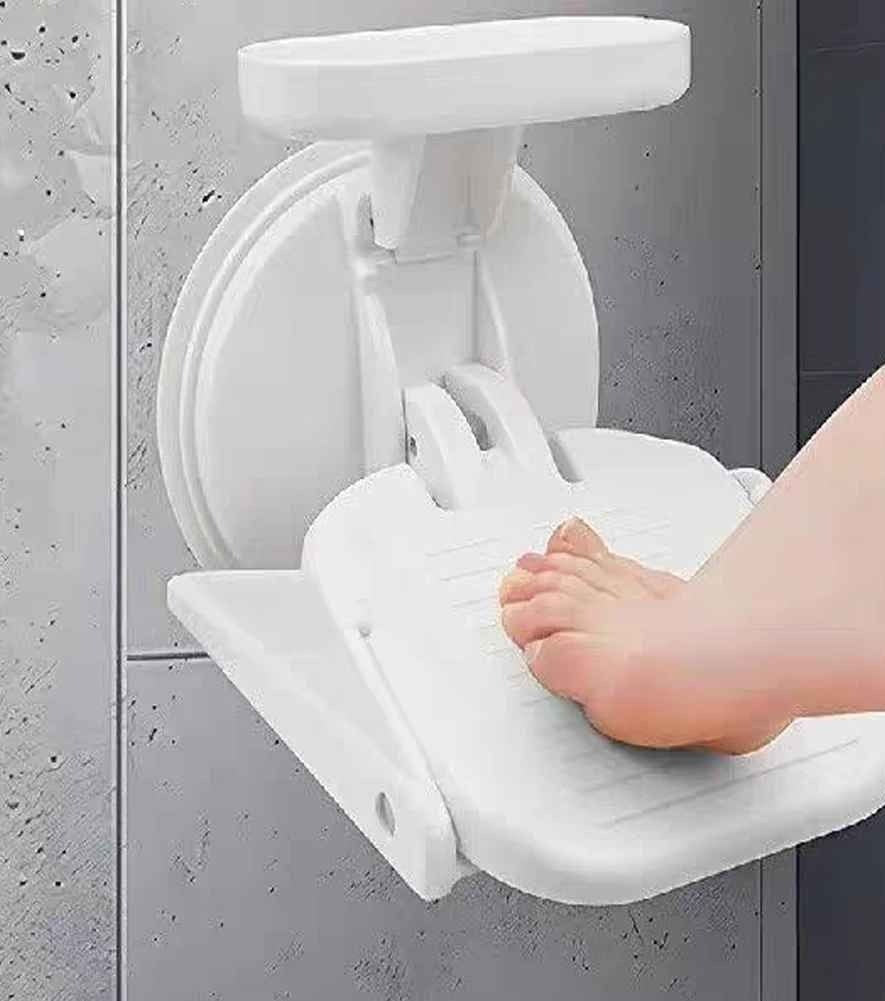 مقعد استحمام مع مساحة تخزين Ventouse de douche injuste pour pédicure, assistance pour les pieds