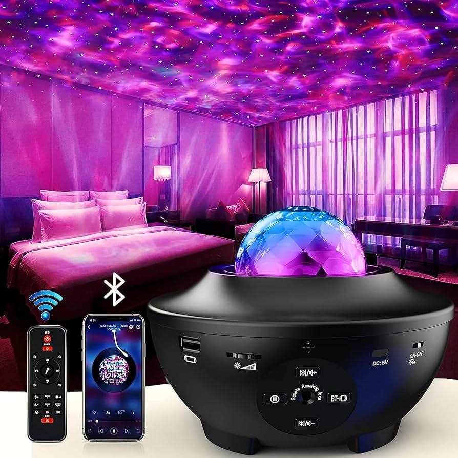 جهاز عرض محيطي مريح وزخرفي مع جهاز تحكم عن بعد ومكبر صوت بلوتوث Lampe LED Galaxy