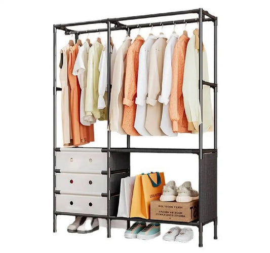 رف ملابس مزدوج ووحدة تخزين معيارية بأدراج YMJ-02 Portant à Vêtements Double et Unité de Rangement Modulaire avec Tiroirs