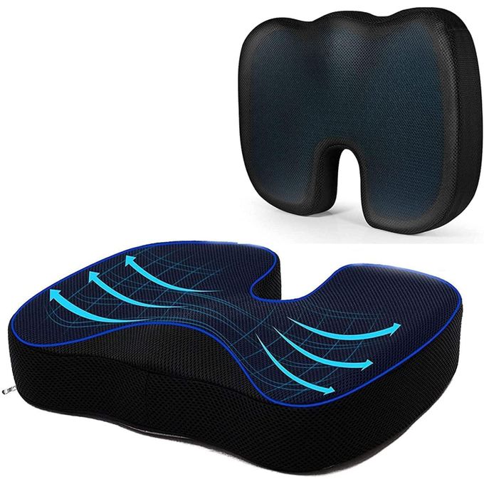 Coussin de confort, coussin de siège orthopédique en mousse à mémoire وسادة مريحة، وسادة مقعد من إسفنج الذاكرة العظمي لتخفيف آلام العصعص وأسفل الظهر