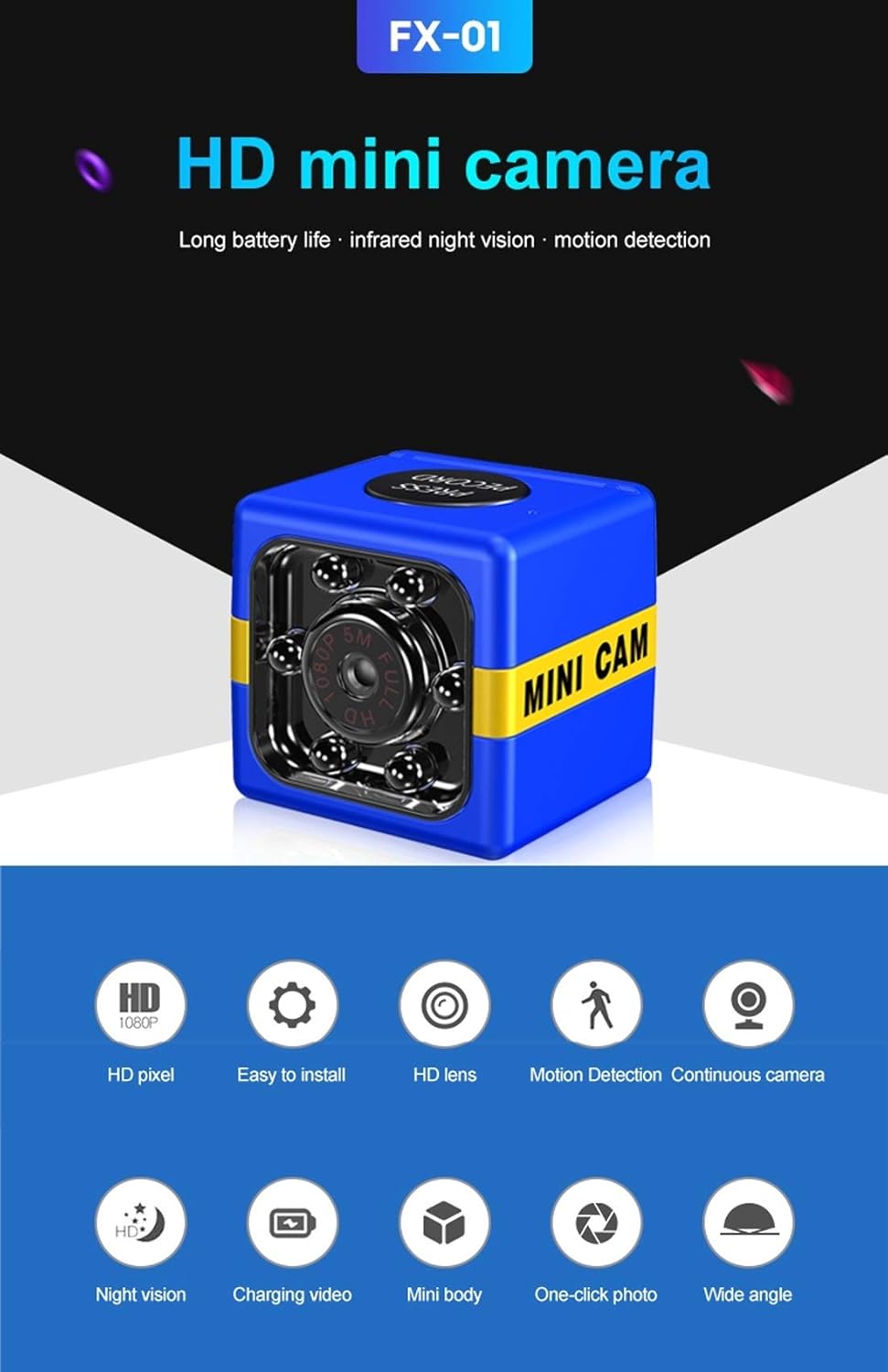 كاميرا مراقبة منزلية لاسلكية صغيرة عالية الدقة 1080P HD Mini caméra sécurité à domicile sans fil 2.0MP Vision nocturne caméscope mouvement DVR Micro caméra Sport DV vidéo petite caméra