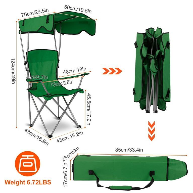 Premium Auto-Folding Canopy Chair كرسي التخييم الفاخر بالمظلة الأوتوماتيكية