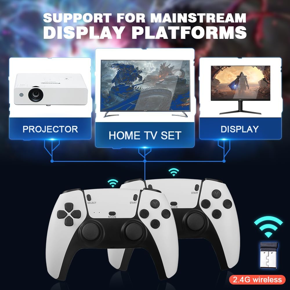 Console de jeu sans fil M15 Game Stick TV, manettes de jeu vidéo, plus de 30000 jeux rétro, sortie HD, deux joueurs pour PS1